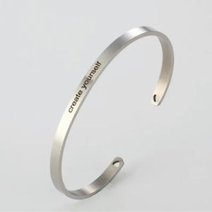New Stainless Steel Silver Laser Engraved Inspirational Cuff Bracelet Jewelry